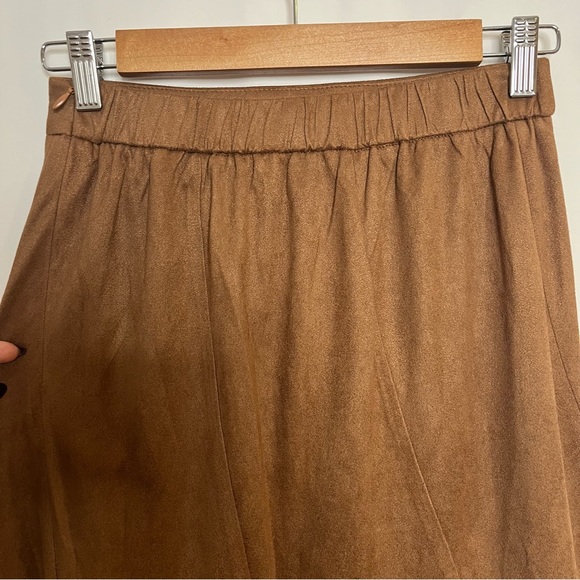 Allegra K Women's Faux Suede A-Line Elastic Back Retro Work Fall Midi Skirt XS - Picture 9 of 11